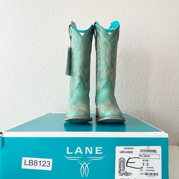 NEW Lane Saratoga Womens Square Toe Cowboy Boots 5.5 Turquoise Western Cowgirl - Picture 12 of 13